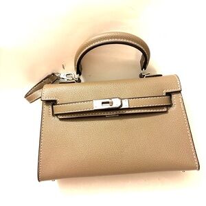 FASHION BAGS Mini Bag, Silver Hardware, detachable shoulder strap, tan